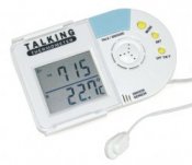Talking Inside/Outside Thermometer With Talking Alarm Clock