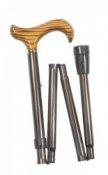 Folding Derby Handle Walking Stick - Brown