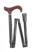 Folding Derby Handle Walking Stick - Black
