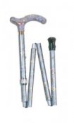 Petite Folding Walking Stick - Grey Floral