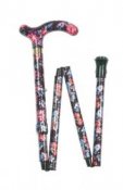 Petite Folding Walking Stick - Pink & Black Floral