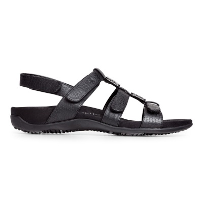 Vionic Rest Amber Black Crocodile Orthotic Sandals for Women