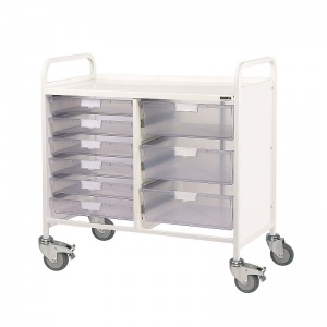 Sunflower Medical Vista 100 Double-Column Storage Trolley with Six Single and Three Double-Depth Clear Trays