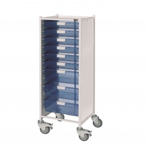 Sunflower Medical Vista 120 Storage Trolley with Six Single and Three Double-Depth Blue Trays