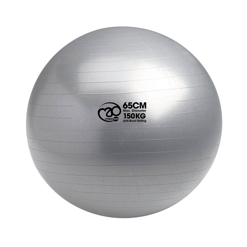 Fitness-Mad 150kg Swiss Ball and Pump (grey-silver exercise ball)