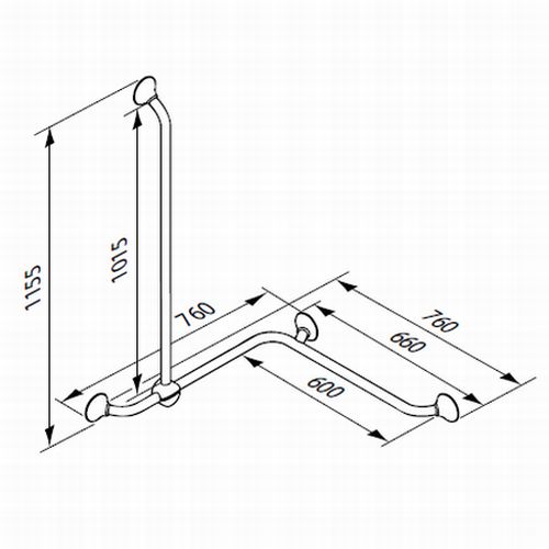 Linido Angled Grabrail for Two Walls Health and Care