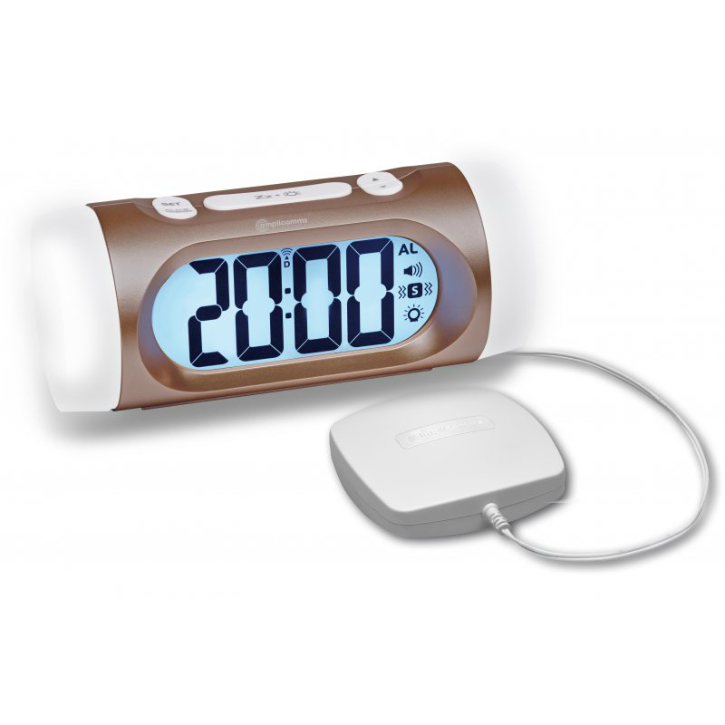 Amplicomms TCL350 Big Display Loud Alarm Clock With Vibrating Pad