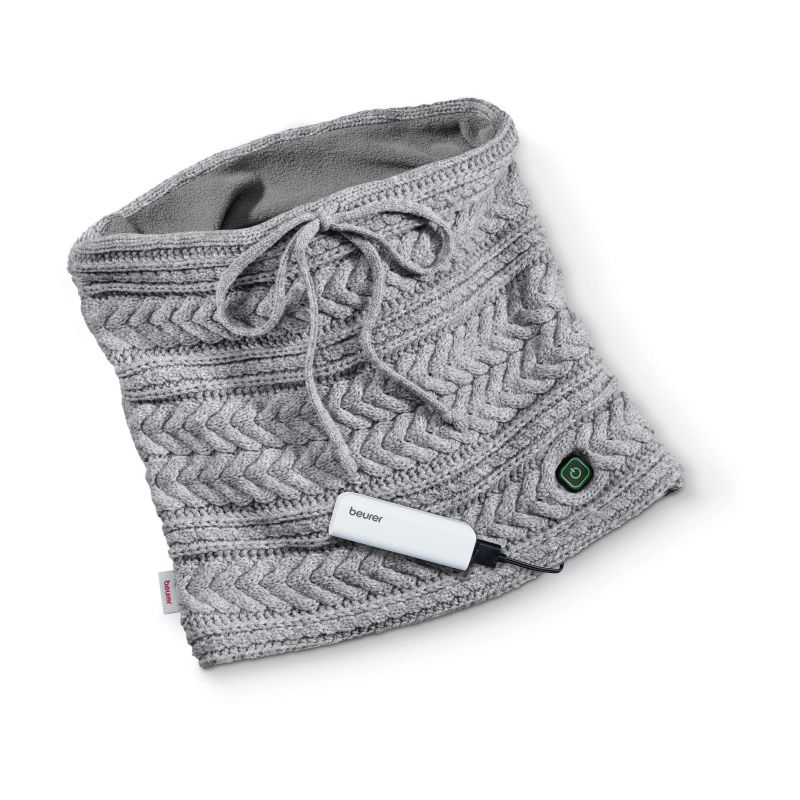 grey scarf with white remote attached