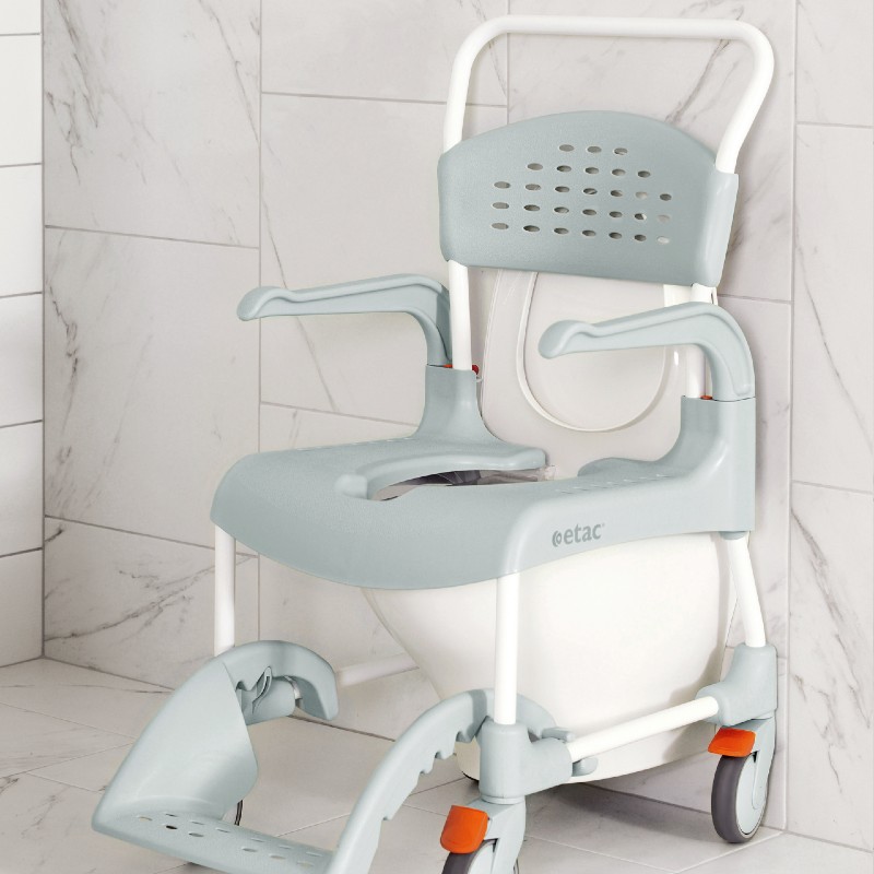 The Etac Clean (shown here in Lagoon Green) fits over most toilets Etac Clean Shower Commode Over Toilet