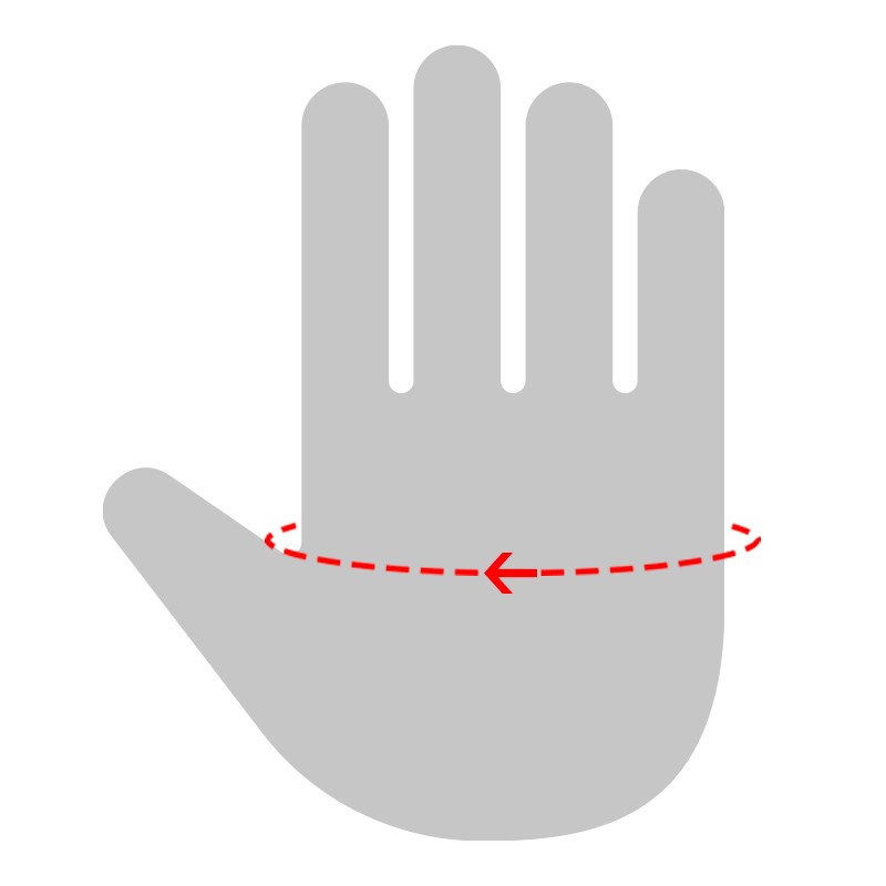Please measure the circumference your hand around the centre