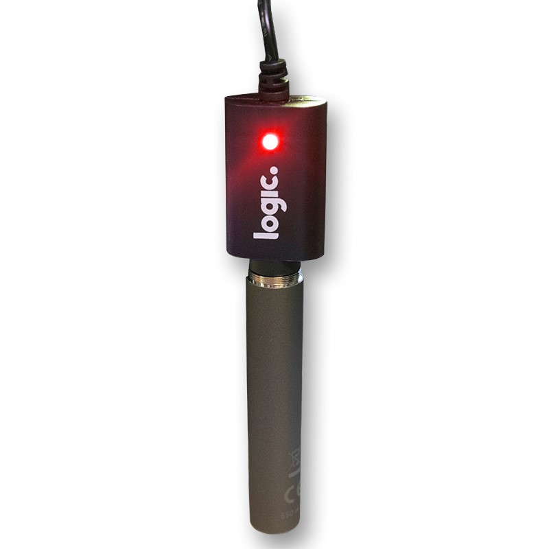 The Logic PRO with a red light to indicate a charge is in progress The Logic PRO with a red light to indicate a charge is in progress