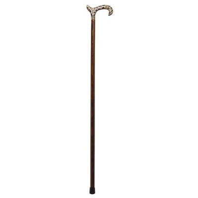 Brown Beech Wood Cane with Leopard Derby Handle