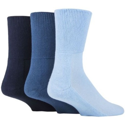 Gentle Grip IOMI FootNurse Men's Blue Bamboo Diabetic Socks (Pack of 3)