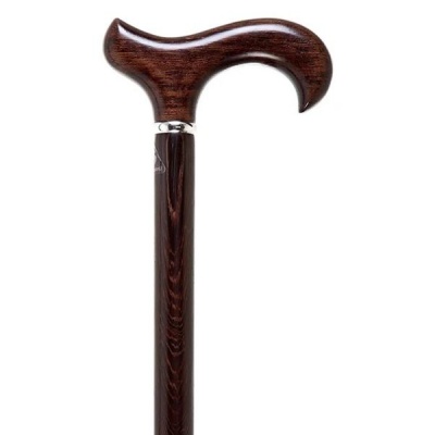 Wenge Wood Cane with Derby Handle and Chrome Collar