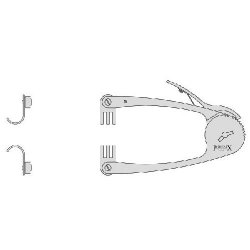 Joll Thyroid Retractor With 2 Swivelling Self Retaining 3 Pronged Blades And Releasing Lever 120mm