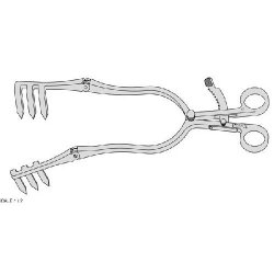 Harvey Jackson Laminectomy Retractor With Hinged Arms. 38mm Wide x 44mm Deep Blade With 3 x 3 Teeth 305mm