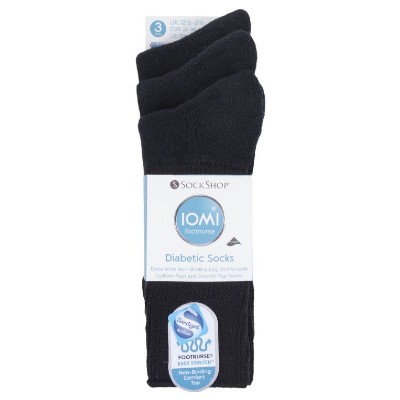 IOMI FootNurse Kids Unisex Black Diabetic Socks (Pack of 3)