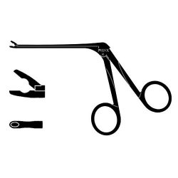 Shea Aural Forceps Crocodile Action With Oval Cup Jaw Straight And Black Finish 70mm Shoulder Length