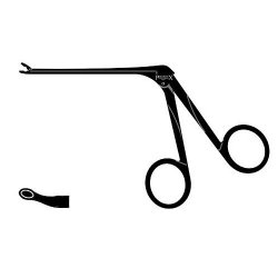 Shea Aural Forceps Crocodile Action With Oval Cup Jaw Curved To The Right And Black Finish 70mm Shoulder Length
