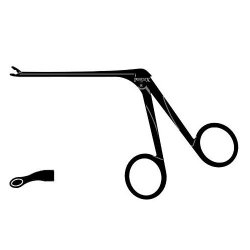 Shea Aural Forceps Crocodile Action With Oval Cup Jaw Curved To The Left And Black Finish 70mm Shoulder Length