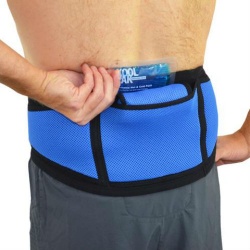 4Dflexisport Black and Blue Lumbar Support Belt with Ice and Heat Pack