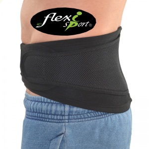 4Dflexisport Black Lumbar Support Belt with Black Side Pulls