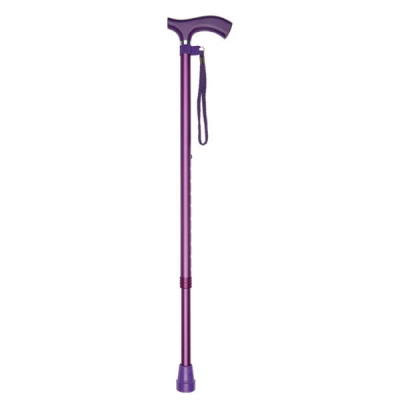 Metallic Purple Adjustable Crutch-Handle Lightweight Walking Stick with Matching Ferrule