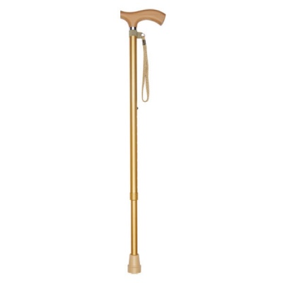 Metallic Gold Adjustable Crutch Handle Lightweight Walking Stick with Matching Ferrule