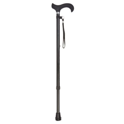 Black Adjustable Walking Stick with Soft-Grip Silicone Derby Handle