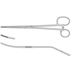Bozemann Douglas Uterine Dressing Forceps With Serrated Jaws And Shaped Bows With A Box Joint 250mm Curved