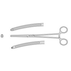 Maingot Hysterectomy Clamp Curved On Flat With 1 Into 2 Teeth With A Box Joint 200mm Curved