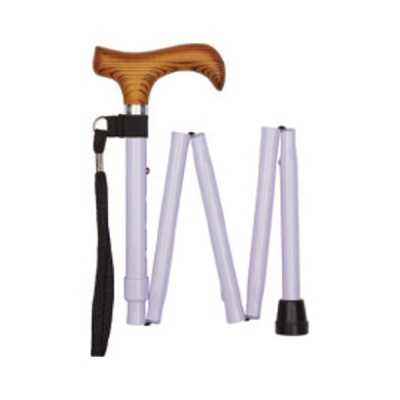 Ziggy Adjustable Mini Folding Walking Stick with Wooden Derby Handle (Pastel Lilac)