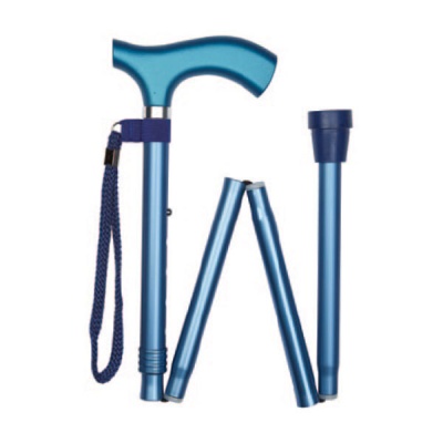 Ziggy Blue Metallic Crutch Handle Folding Adjustable Walking Stick
