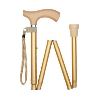 Ziggy Gold Metallic Crutch Handle Folding Adjustable Walking Stick