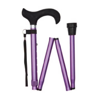 Ziggy Purple Height-Adjustable Folding Walking Stick With Silicone Handle