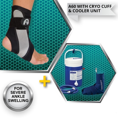 Aircast A60 Ankle Brace with Cryo Cuff and Cooler Unit Saver Pack