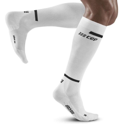 CEP Long White Compression Running Socks For Men