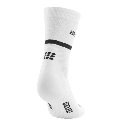 CEP White Mid-Cut Compression Running Socks For Men