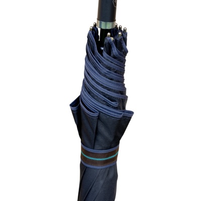 Gentleman's Crook and Canopy Umbrella with Blue Piping