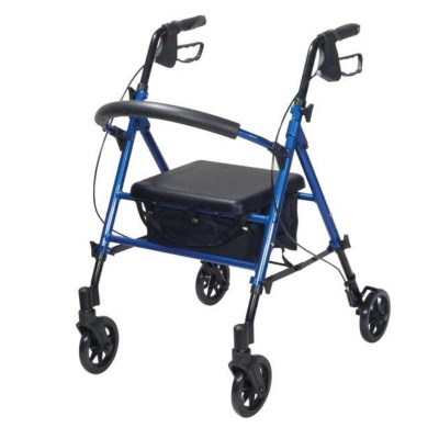 Drive Medical R8 Blue Adjustable Rollator With Seat and Backrest
