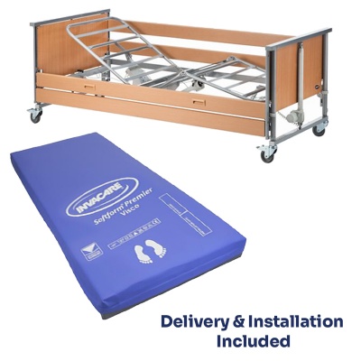 Invacare Medley Ergo Profiling Bed and Pressure Relief Mattress Saver Pack
