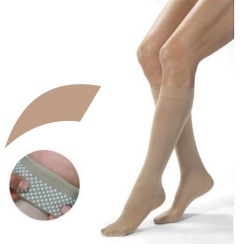 JOBST Opaque Compression Class 1 (18 -  21mmHg) Knee High Amber Closed Toe Compression Garment with Dotted Silicone Band