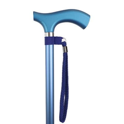 Metallic Blue Adjustable Crutch Handle Lightweight Walking Stick with Matching Ferrule