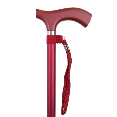 Metallic Red Height-Adjustable Lightweight Walking Stick with Matching Ferrule