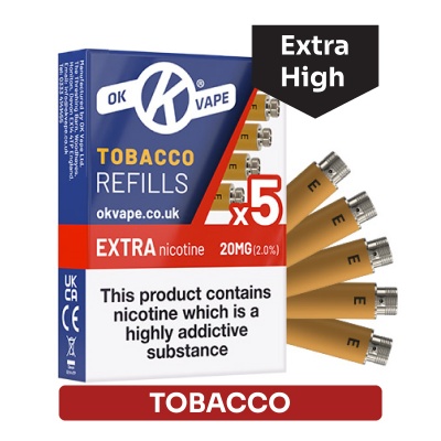 OK Vape E-Cigarette Extra High Strength Tobacco Refill Cartridges (20mg)
