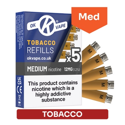 OK Vape E-Cigarette Medium Strength Tobacco Refill Cartridges (12mg)