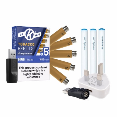 OK Vape Electronic Cigarette Deluxe K2 Charging Kit with Cartridges