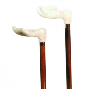 Left-Handed Cream Marble Fischer Handle Orthopaedic Walking Cane
