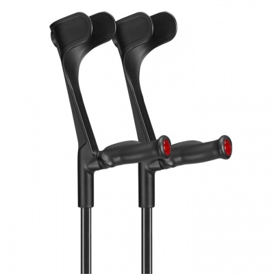Ossenberg Black Open-Cuff Comfort-Grip Adjustable Crutches (Pair)