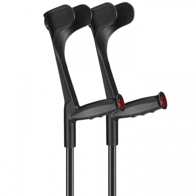 Ossenberg Black Open-Cuff Soft-Grip Adjustable Crutches (Pair)